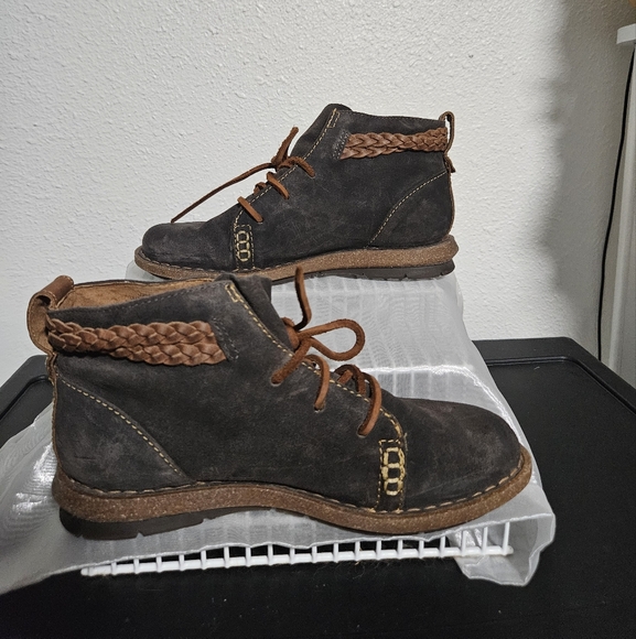 Baltic Born Black and Brown Suede Ankle Boots - Picture 2 of 6